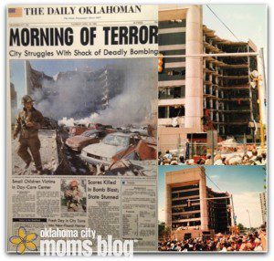 Left:  The Daily Oklahoman the day after the bombing. Right: The Murrah Building almost 1 month after the bombing.