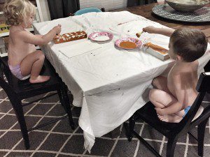 This activity combined two things my kids love...painting & make a mess!