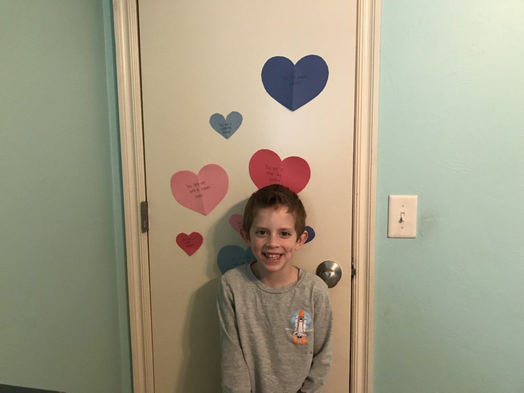 Valentine hearts on kid's bedroom door